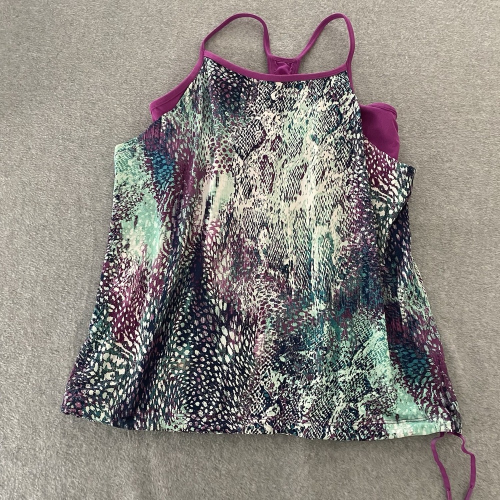 Fabletics Norwalk Active Tank XS Small Purple‎ Teal Animal Sports Top Sports Bra